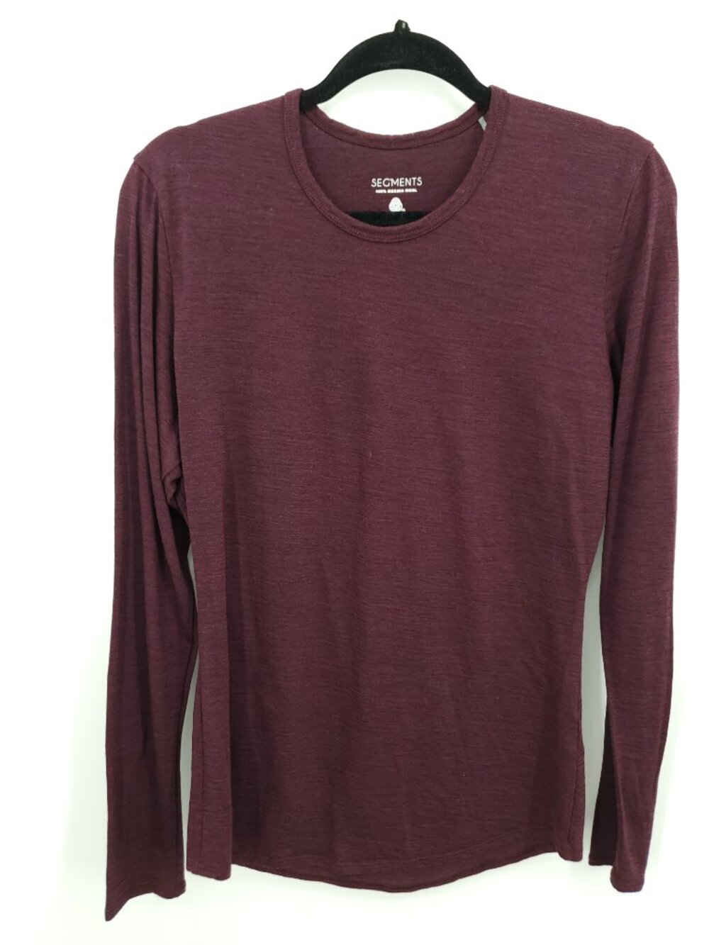 Seg'ments 100% Merino Wool Long Sleeve Top XL Burgundy Maroon Base Layer